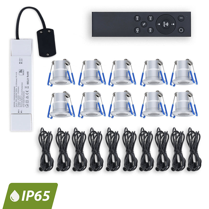 LED Veranda inbouwspot | Ø28mm | 3 W | Dimbaar - Zilver | Bundel 10 Stuks | 2700K - Warm wit - Outledtl.nl
